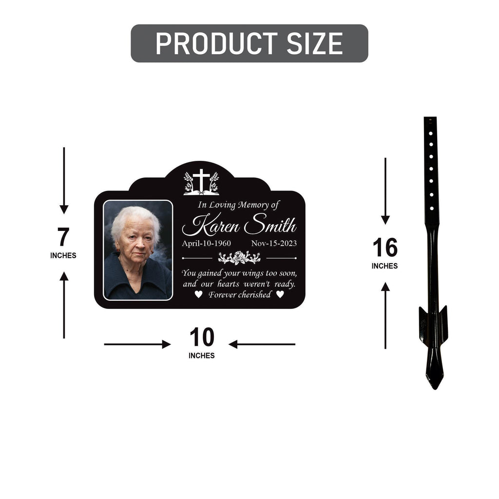 Custom Memorial Yard Sign with 16" Stake, Personalized Grave Marker with Photo, Rust-Free Aluminum Remembrance Plaque for Loved Ones