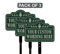 3 Pack Custom Yard Sign with 16" Stake, Personalized Outdoor Aluminum Sign with Your Wording, Rust-Free Lawn Plaque for Home Garden Business