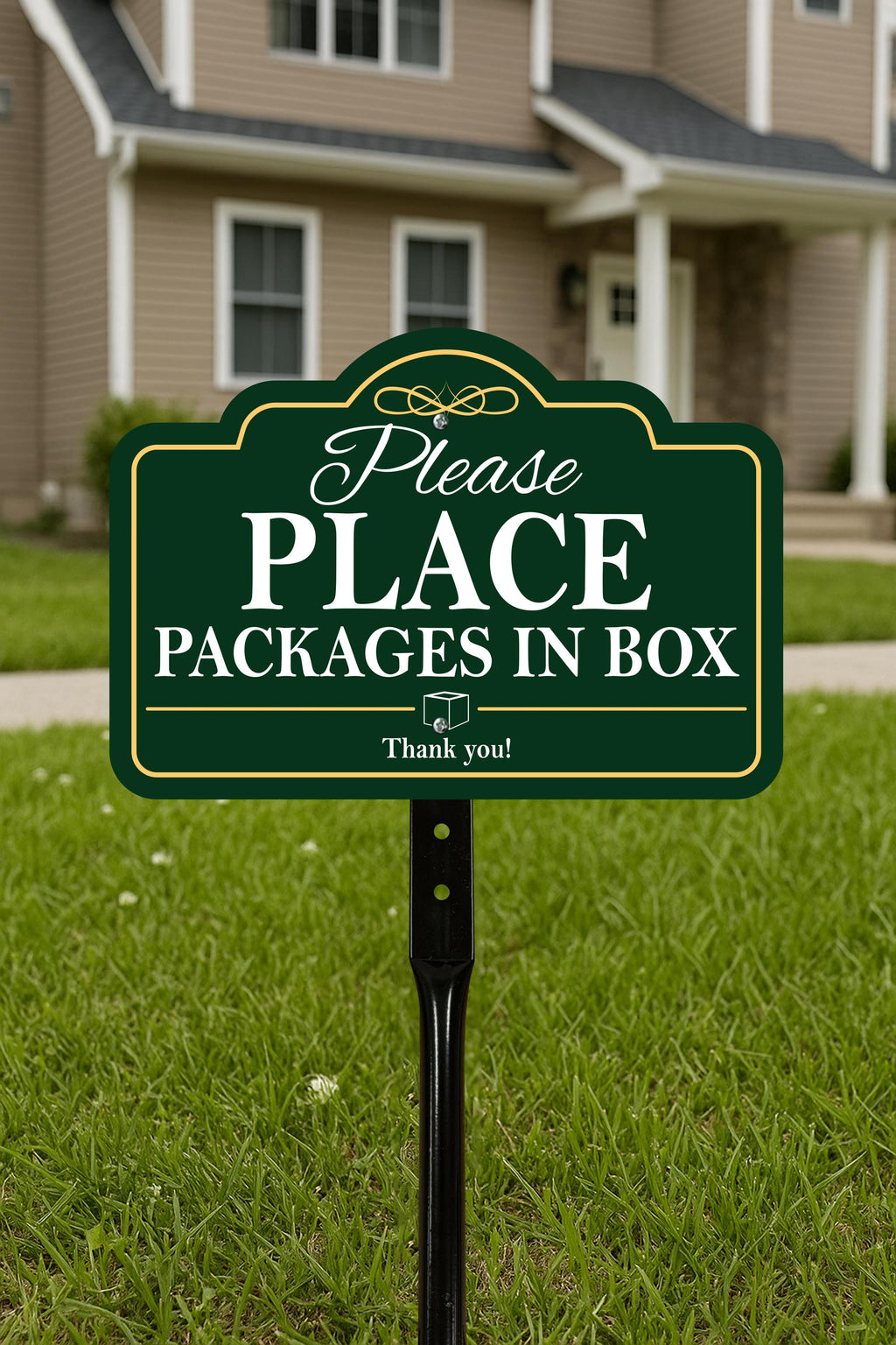 2 Pack Package Deliveries Yard Sign with 16" Stake, Rust-Free Aluminum Please Place Packages in Box Sign, Outdoor Instruction Lawn Marker