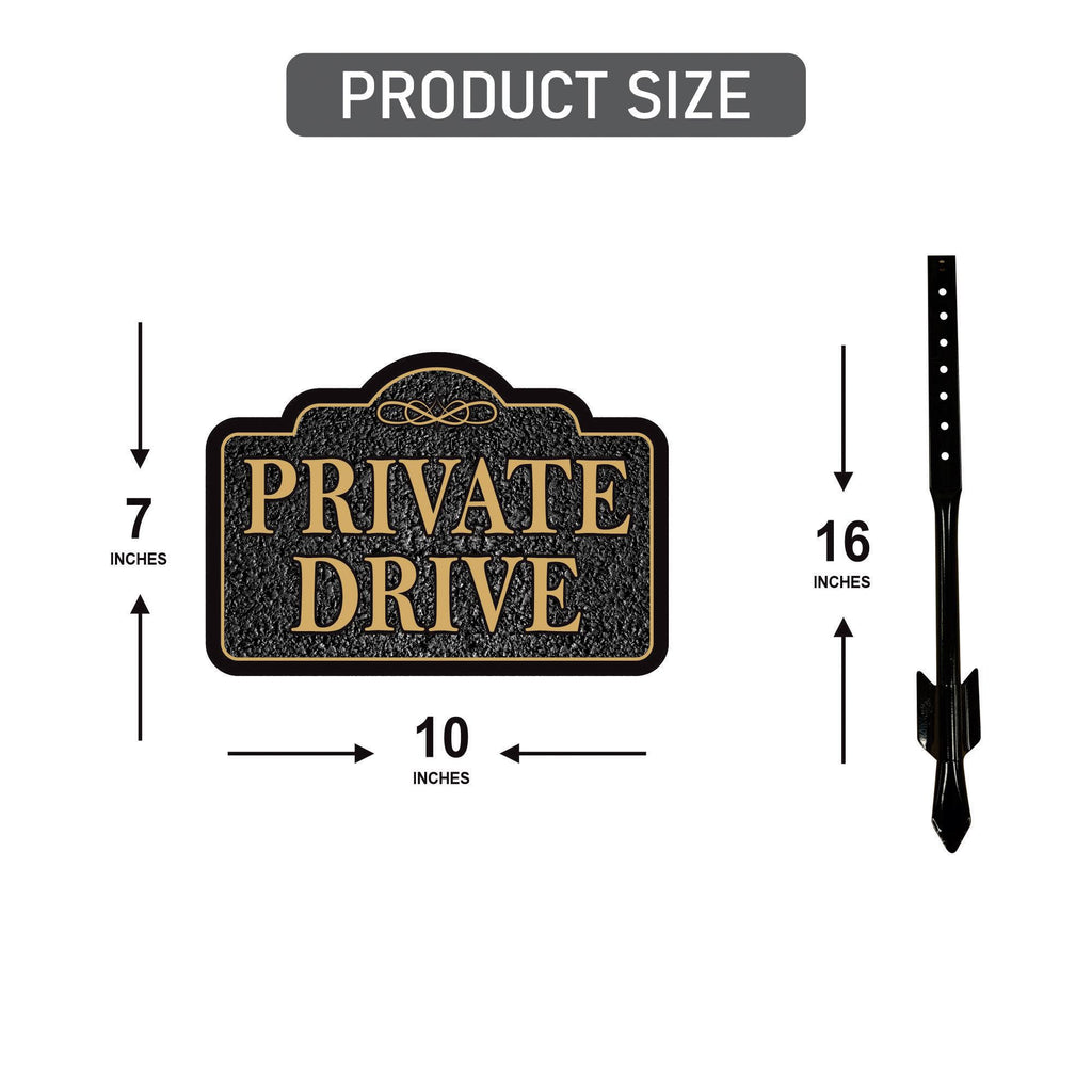 3 Pack Private Drive Yard Sign with 16" Stake, Rust-Free Aluminum Private Road Warning Sign, Outdoor Driveway Access Restriction Lawn Marker