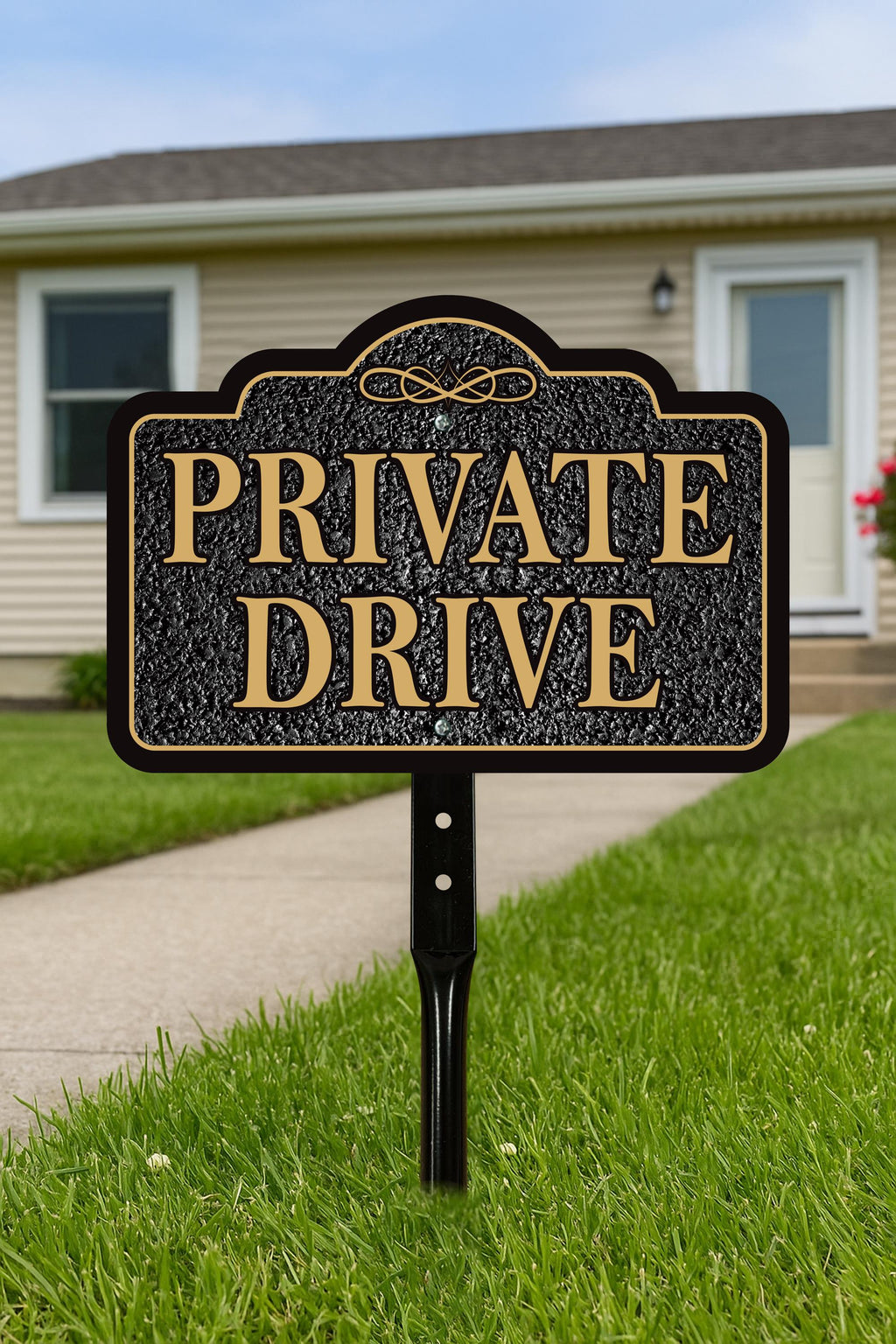 3 Pack Private Drive Yard Sign with 16" Stake, Rust-Free Aluminum Private Road Warning Sign, Outdoor Driveway Access Restriction Lawn Marker