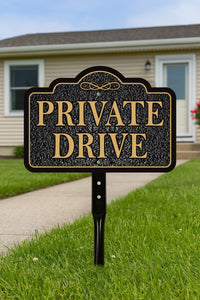 3 Pack Private Drive Yard Sign with 16" Stake, Rust-Free Aluminum Private Road Warning Sign, Outdoor Driveway Access Restriction Lawn Marker