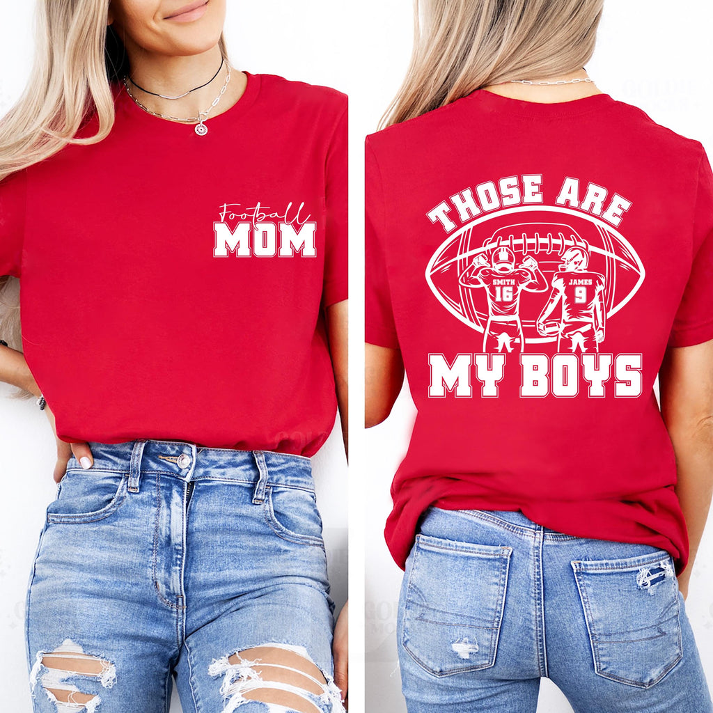 Personalized Football Mom Shirt, Those Are My Boy Shirt, Football Kids Game Day Tee, Front Back