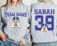 Custom Football Team Shirt, Personalized Jersey Name & Number Shirt, Ghost Mascot Sports Tee, Front Back