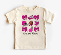 Custom Personal Football Coquette Bow Shirt, Custom Name Shirt, Cute Football Toddler Tee, Girl Cheer Mascot Shirt, Football Team Gifts
