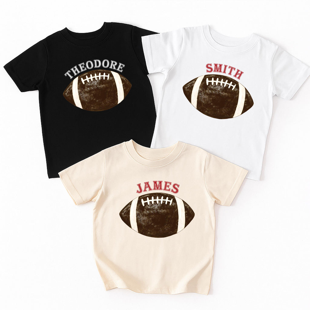 Retro Personalized Football Shirt, Football with Custom Name Graphic Shirt, Kids Fall Sports Tee, Unisex Football Shirt, Football Gifts
