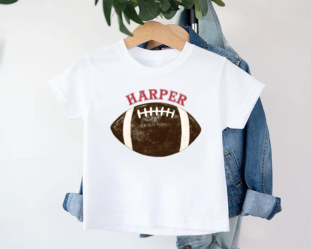 Retro Personalized Football Shirt, Football with Custom Name Graphic Shirt, Kids Fall Sports Tee, Unisex Football Shirt, Football Gifts
