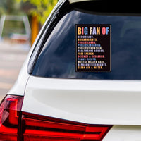 Big Fan of Human Rights Vinyl Sticker, Anti-Trump Decal, Equality, Lady Liberty, Democracy, Anti Racism Car Bumper Sticker, 6" x 4.5"