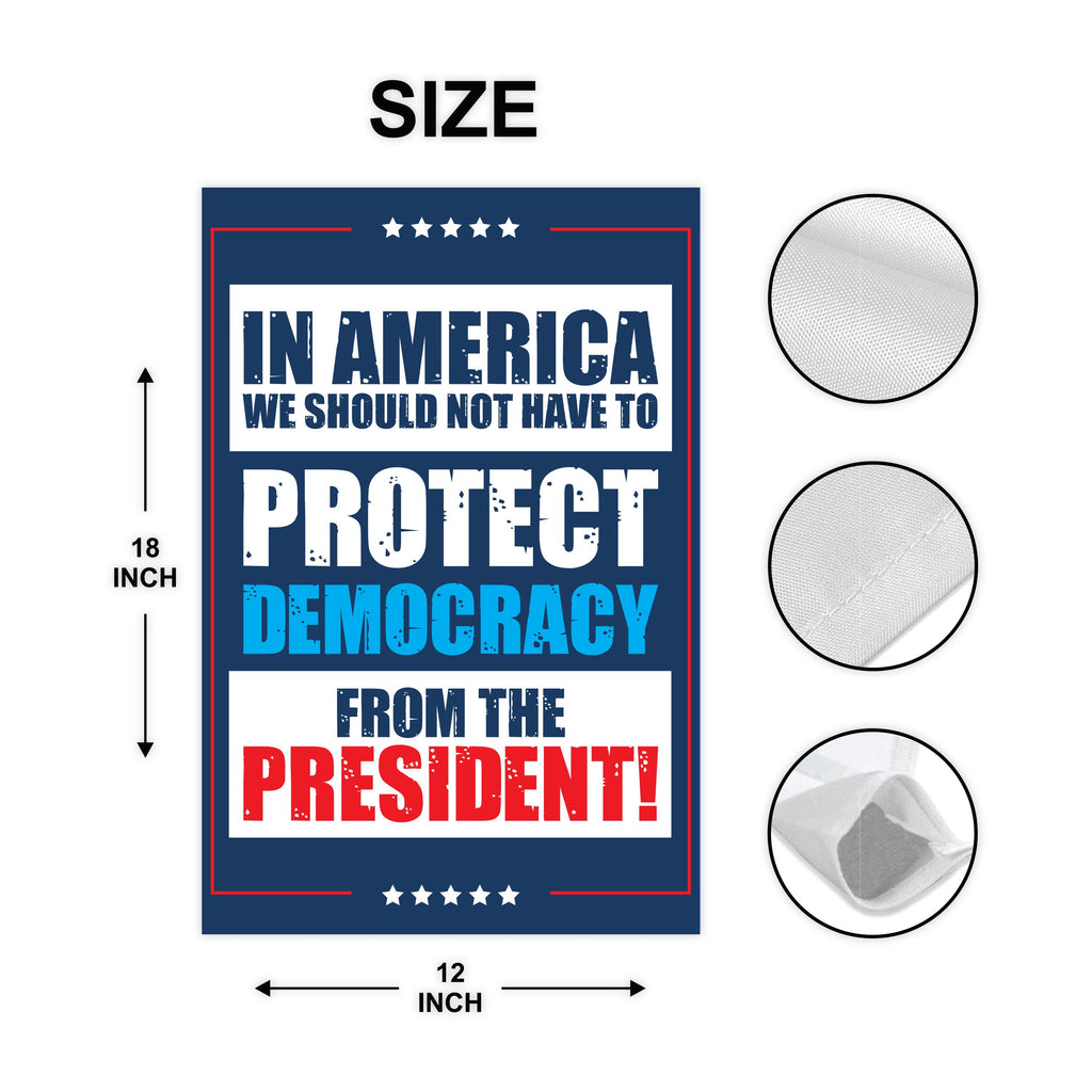 Protect Democracy Garden Flag, 12x18 Inch Double Sided, Anti-Trump, Human Rights Flag, Anti Racism Flag, Anti Fascism Sign
