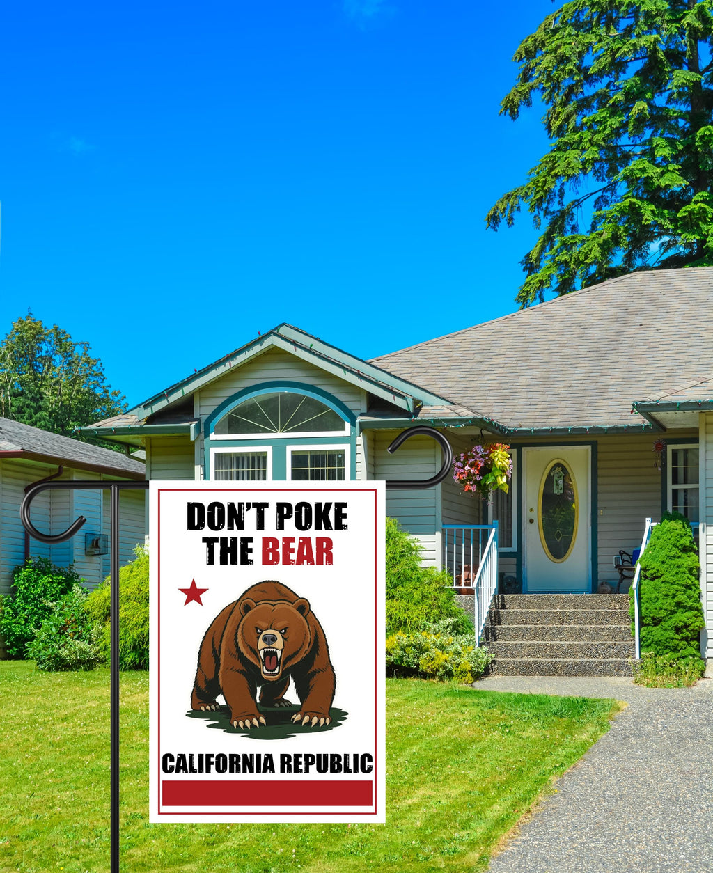 Don't Poke the Bear California Garden Flag, 12x18 Inch Double Sided, Anti-Trump Flag, Human Rights Flag, Anti Racism Flag, Anti Fascism Flag