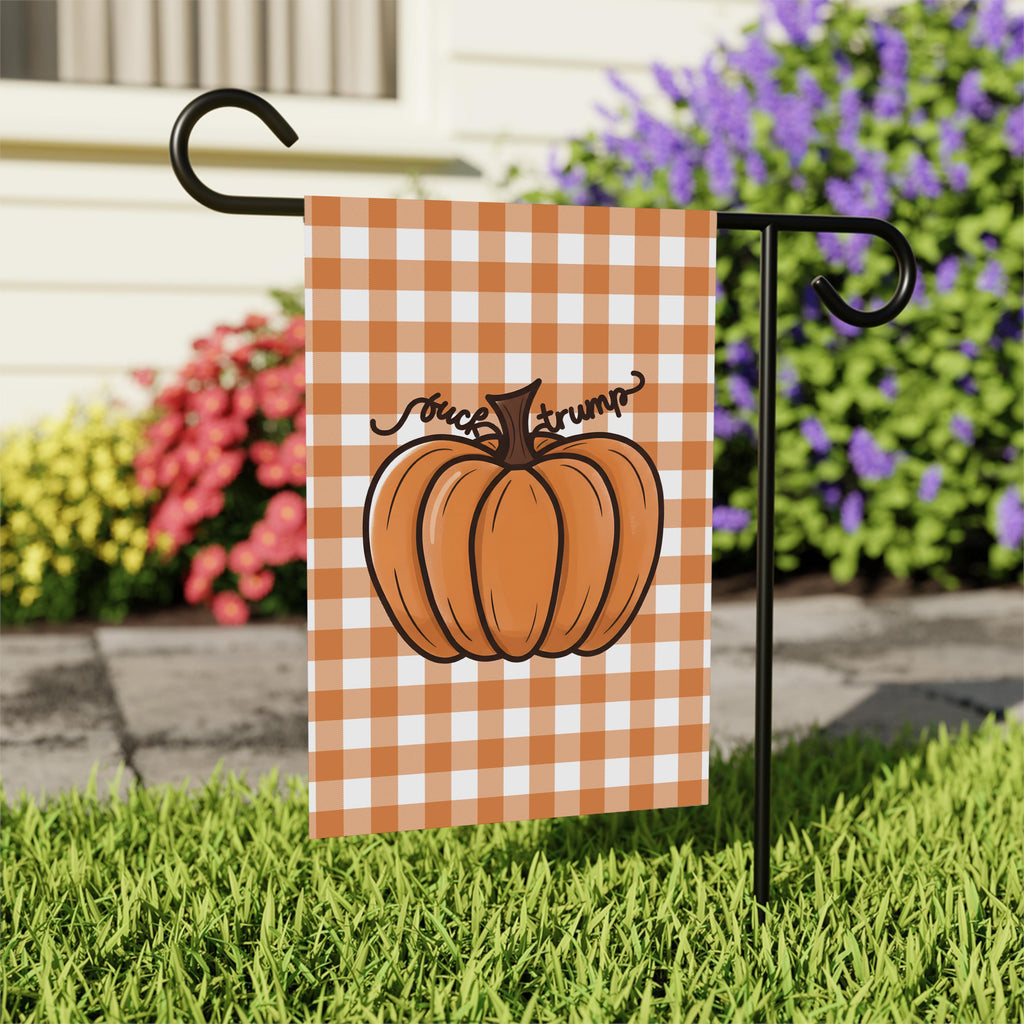 Anti-Trump Autumn Pumpkin Protest Garden Flag, Thanksgiving Resist Fascism Yard Flag, Subtle Political Decor, Harvest Fall Outdoor Flag