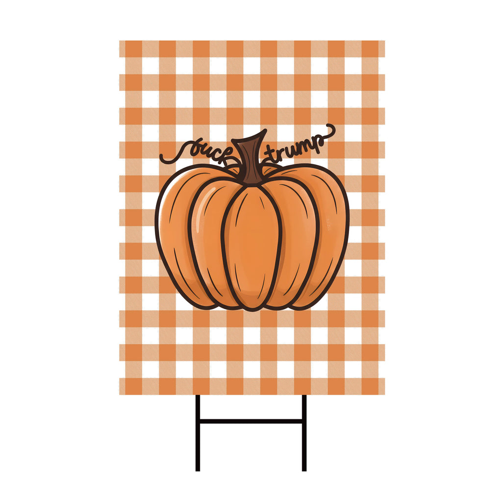 Anti-Trump Autumn Pumpkin Yard Sign, Subtle Political Protest Lawn Sign, Thanksgiving Resist Fascism Harvest Fall Yard Sign with H-Stake