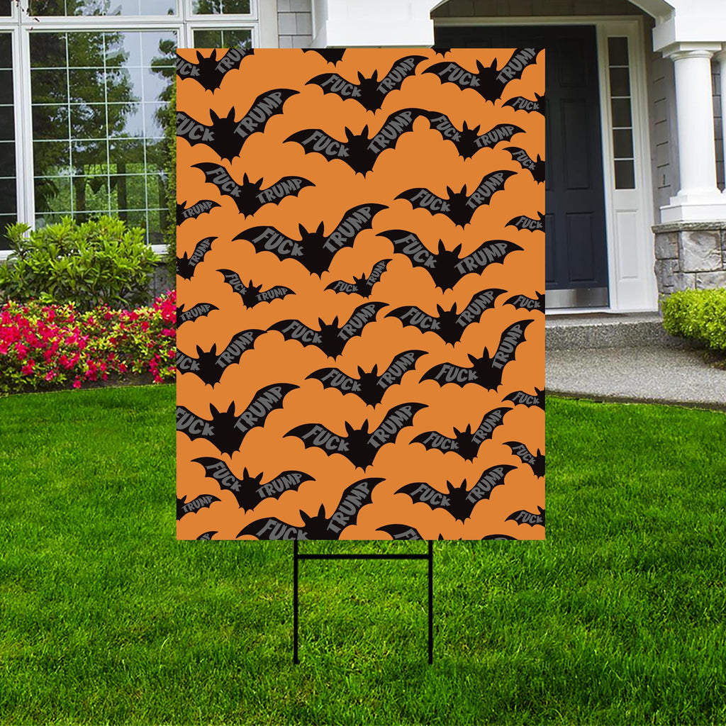 Anti-Trump Spooky Bat Yard Sign, Subtle Political Protest Lawn Sign, Halloween Resist Fascism Harvest Fall Yard Sign with H-Stake