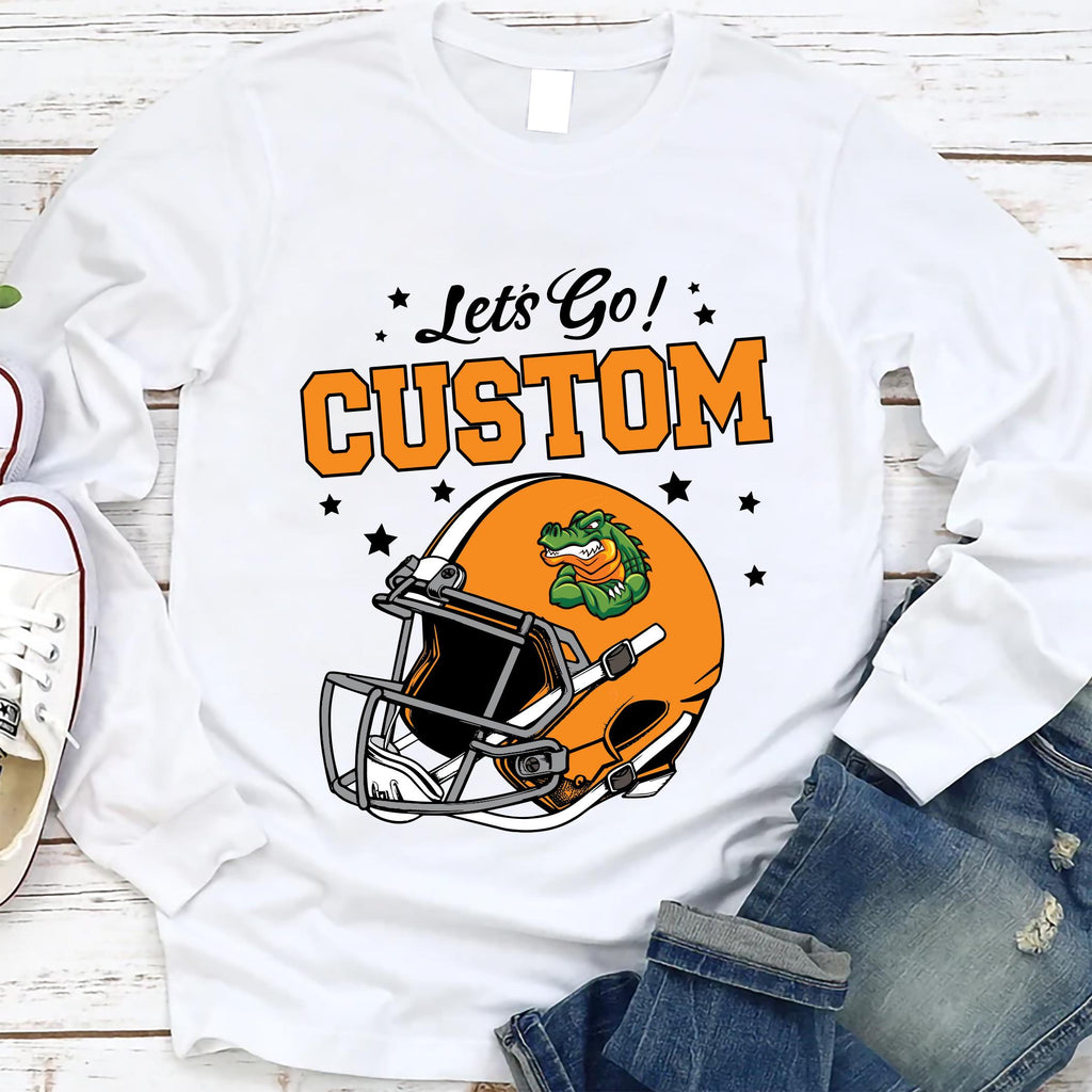 Personalized School Mascot Long Sleeve Shirt, Name Logo Fan Shirt, Game Day Team Spirit Shirt