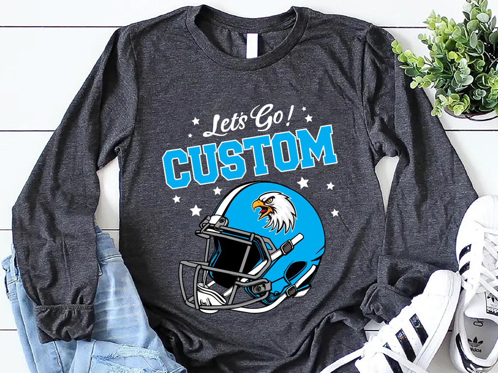 Personalized School Mascot Long Sleeve Shirt, Name Logo Fan Shirt, Game Day Team Spirit Shirt