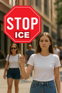 Stop ICE Resist Protest Sign, Political Activist Poster, Anti-Trump Rally Sign, Anti-Fascism Protest Poster for Political Rally and March
