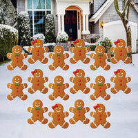 Gingerbread People Yard Sign, Outdoor Christmas Lawn Decoration with Stakes, Cute Holiday Garden Pathway Xmas Yard Decor for Winter Display
