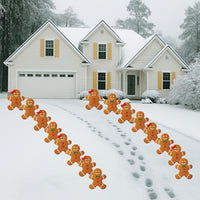 Gingerbread People Yard Sign, Outdoor Christmas Lawn Decoration with Stakes, Cute Holiday Garden Pathway Xmas Yard Decor for Winter Display