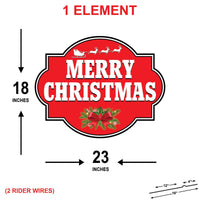 Merry Christmas Yard Sign, Outdoor Holiday Lawn Decoration with Stakes, Red Christmas Plaque Waterproof Garden Patio Walkway Xmas Décor