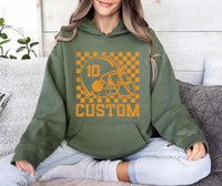 Custom Checkered Football Name and Number Hoodie, Custom Football Shirt, Personalized Football Player Hoodie