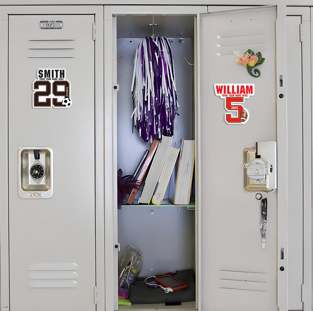 Personalized Football Locker Magnet, Custom Jersey Number School Magnet, Football Team Player Magnet Sign