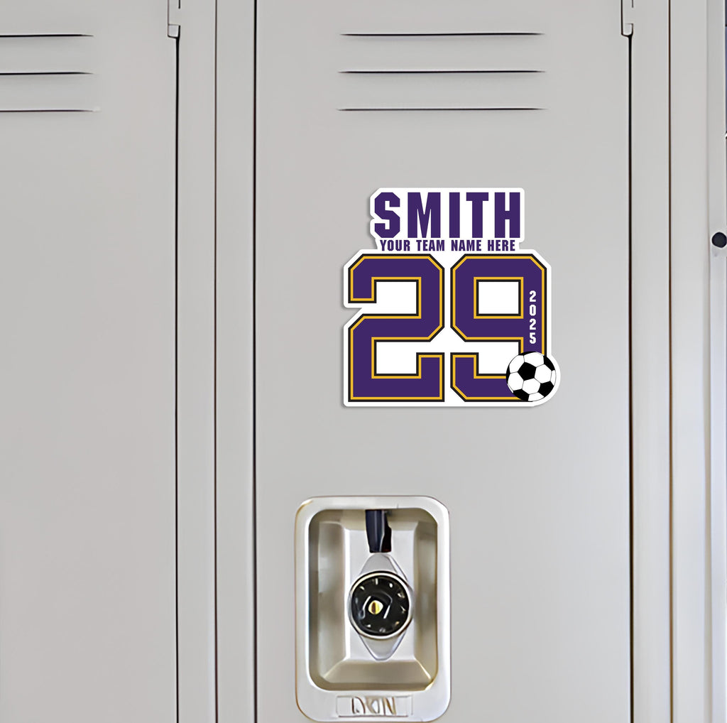 Personalized Football Locker Magnet, Custom Jersey Number School Magnet, Football Team Player Magnet Sign