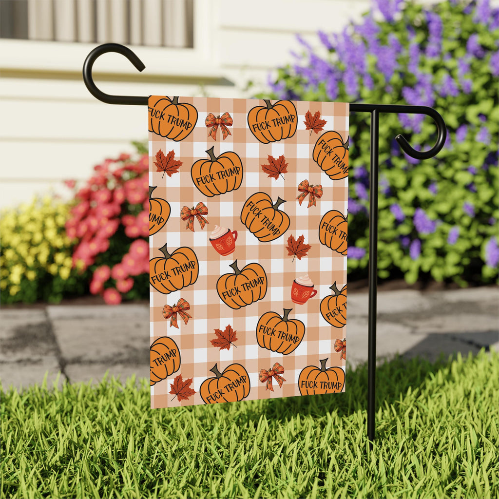 Anti-Trump Autumn Pumpkin Protest Garden Flag, Thanksgiving Resist Fascism Yard Flag, Subtle Political Decor, Harvest Fall Outdoor Flag