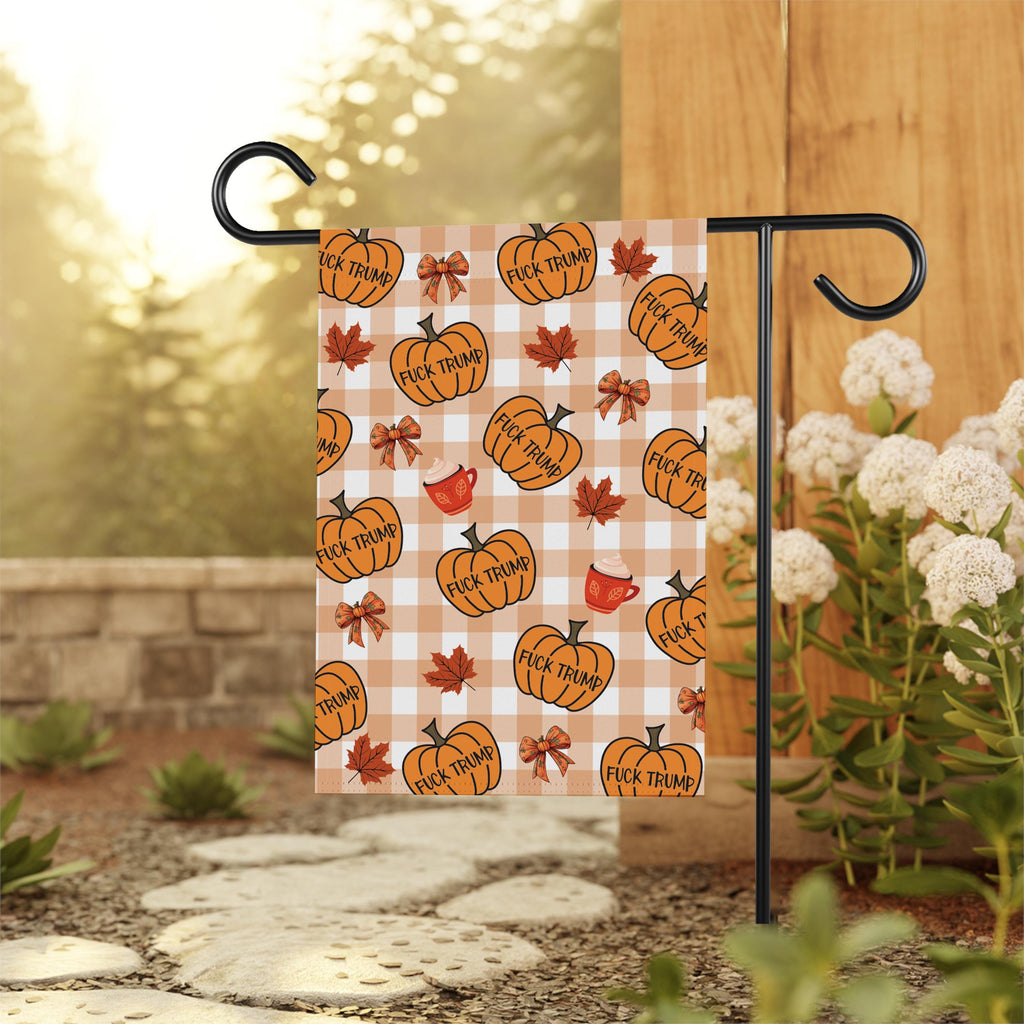 Anti-Trump Autumn Pumpkin Protest Garden Flag, Thanksgiving Resist Fascism Yard Flag, Subtle Political Decor, Harvest Fall Outdoor Flag