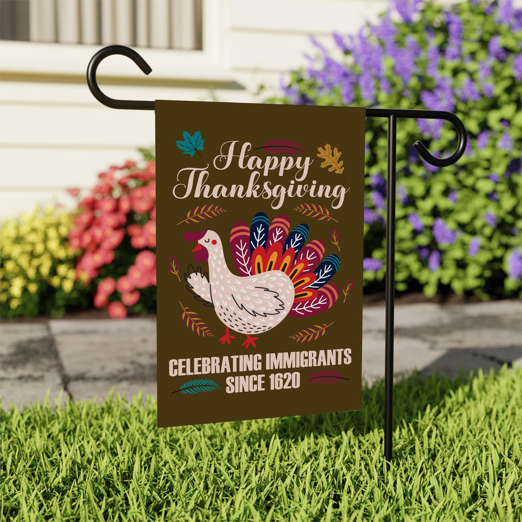 Celebrating Immigrants Since 1620 Garden Flag, Pro-Immigration Yard Flag, Fall Thanksgiving Equality Decor, Liberal Outdoor Statement Flag