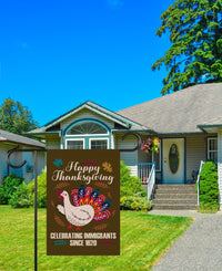 Celebrating Immigrants Since 1620 Garden Flag, Pro-Immigration Yard Flag, Fall Thanksgiving Equality Decor, Liberal Outdoor Statement Flag