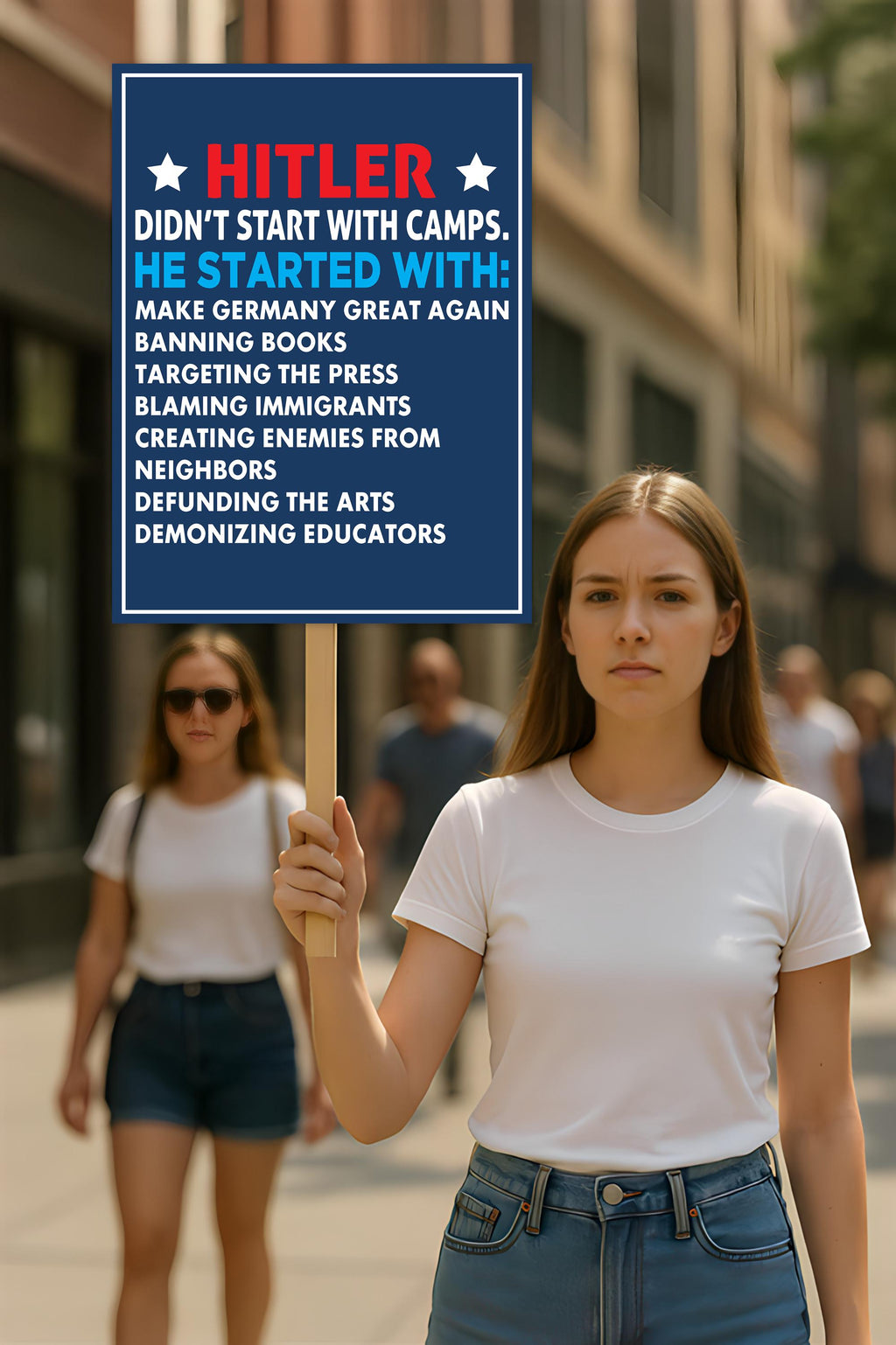 Hitler Didn't Start With Camps Protest Sign, Anti-Trump, Immigrants Rights, Political Activist Rally Sign, Resist Fascism Protest Poster