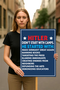 Hitler Didn't Start With Camps Protest Sign, Anti-Trump, Immigrants Rights, Political Activist Rally Sign, Resist Fascism Protest Poster