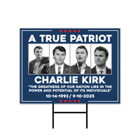 Justice for Charlie Yard Sign, A True Patriot Charlie Kirk Lawn Display, Political, Conservative Statement Yard Sign with Metal H-Stake