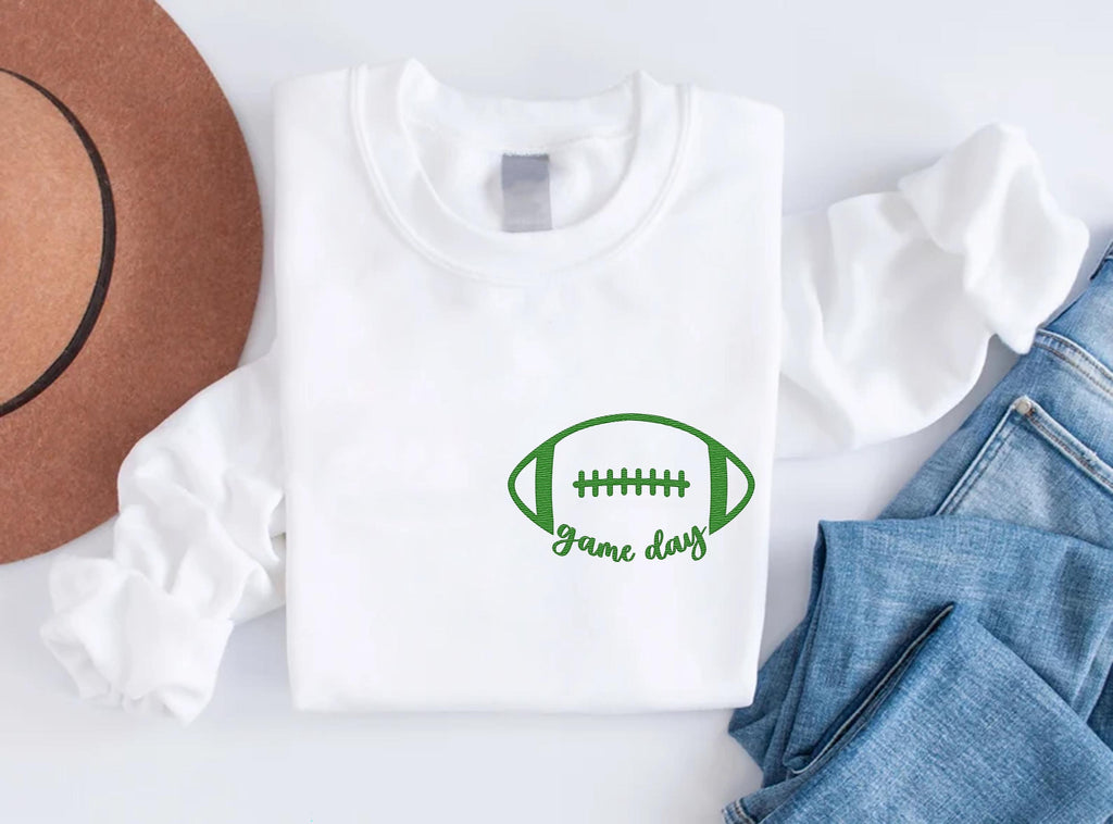 Game Day Football Embroidered Sweatshirt, Touchdown Hoodie, Women’s Football Shirt, Football Season Long Sleeve Shirt, Sports Fan Gift