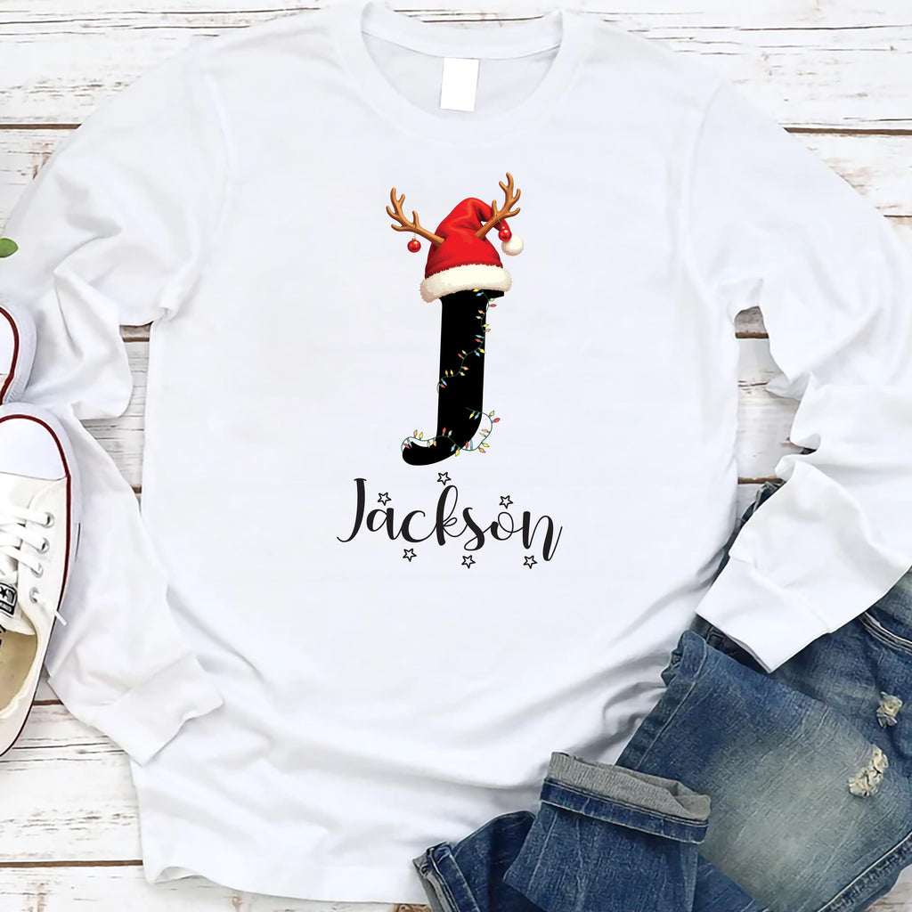 Family Christmas Name Long Sleeve Shirt, Monogrammed Family Christmas Shirt, Personalized Tee