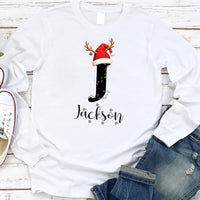 Family Christmas Name Long Sleeve Shirt, Monogrammed Family Christmas Shirt, Personalized Tee