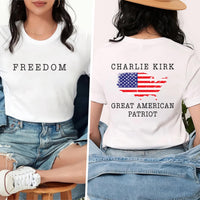 Charlie Kirk Freedom Shirt, A True Patriot Charlie Kirk Shirt, Charlie Kirk Is My Hero Tee, Front Back