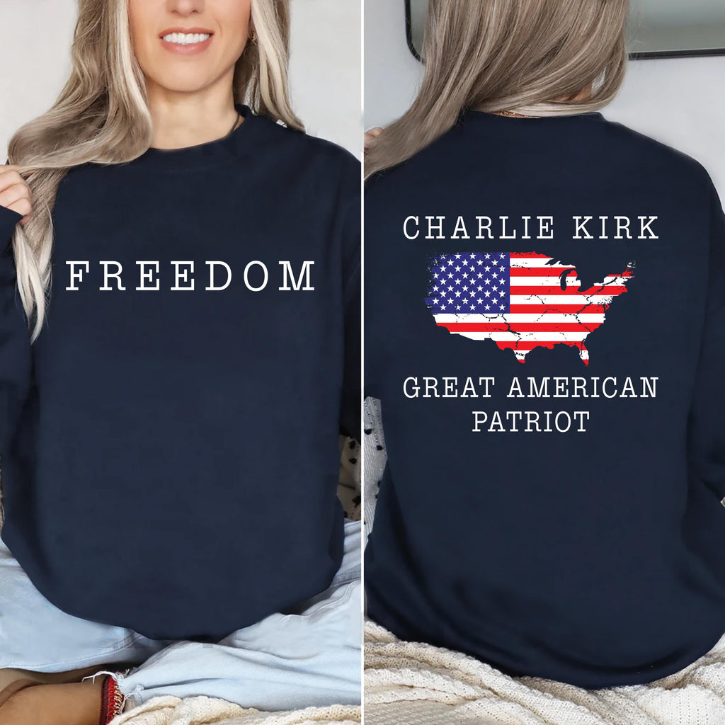 Charlie Kirk Freedom Shirt, A True Patriot Charlie Kirk Shirt, Charlie Kirk Is My Hero Tee, Front Back