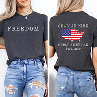 Charlie Kirk Freedom Sweatshirt, A True Patriot Charlie Kirk Shirt, Charlie Kirk Is My Hero Sweatshirt, Front Back