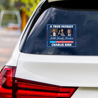 Justice for Charlie Vinyl Sticker, A True Patriot Charlie Kirk, Charlie Kirk Freedom, Charlie Kirk Is My Hero Bumper Sticker, 6" x 4.5"