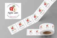 Personalized Apple Jam Roll Labels, Custom Apple Jam Product Stickers, Business Apple Jam Labels for Jars, Apple Jam Canning, Lid Stickers