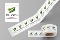 Personalized Dill Pickle Roll Labels, Custom Pickle Product Stickers, Business Dill Pickle Labels for Jars, Pickle Canning, Lid Stickers