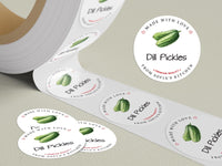 Personalized Dill Pickle Roll Labels, Custom Pickle Product Stickers, Business Dill Pickle Labels for Jars, Pickle Canning, Lid Stickers
