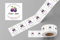 Personalized Plum Jam Roll Labels, Custom Plum Jam Product Stickers, Business Plum Jam Labels for Jars, Plum Jam Canning, Lid Stickers