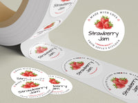 Personalized Strawberry Jam Roll Labels, Custom Strawberry Jam Product Stickers, Business Labels for Jars, Jam Canning, Lid Stickers