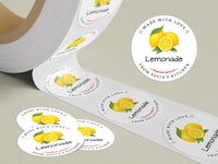 Personalized Lemonade Roll Labels, Custom Lemonade Product Stickers, Business Labels for Bottles & Jars, Homemade, Canning, Lid Stickers
