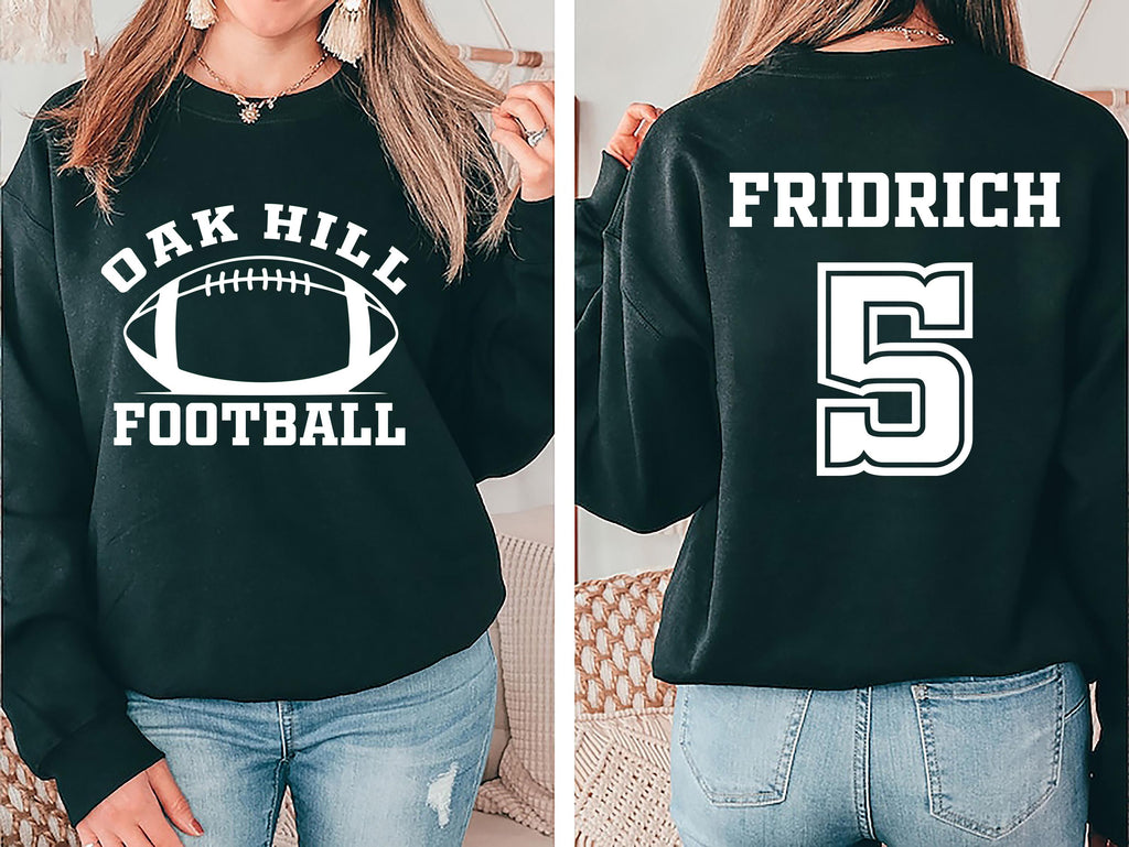 Custom Football Team Name and Number Sweatshirt, Gift for Football Team Lover Sweatshirt, Football Mama Sweatshirt, Front Back