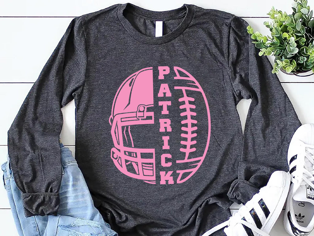 Personalized Football Mom Long Sleeve Shirt, Custom Football Gift Shirt, Women's Football Tee