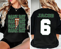 Personalized Football Game Day Shirt, Custom Game Day Mom Football Shirt, Unisex Child Name And Number Football Season Tee, Front Back