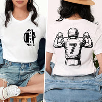 Personalized Football Shirt, Custom Name Football Shirt, Quarterback Silhouette Tee, Front Back